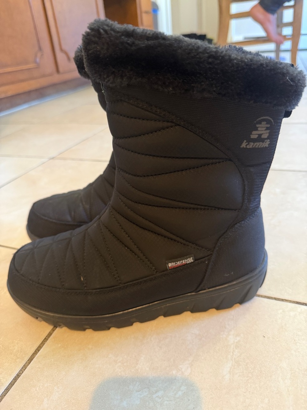 Kamik Black Quilted Faux-Fur Winter Boots